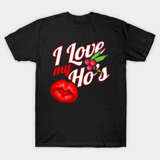 I Love My Ho's Kissing Mouth Mistletoe Christmas T-Shirt